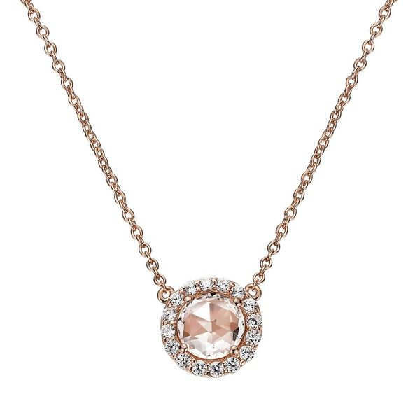 Sterling Silver Plated with Rose Gold Halo Necklace Koerbers Fine Jewelry Inc New Albany, IN