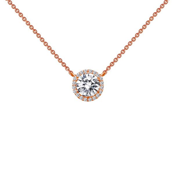 Sterling Silver Plated with Rose Gold Halo Necklace Koerbers Fine Jewelry Inc New Albany, IN