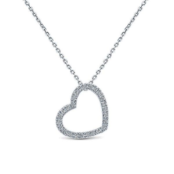 14K White Gold Angled Open Heart Diamond Necklace Koerbers Fine Jewelry Inc New Albany, IN