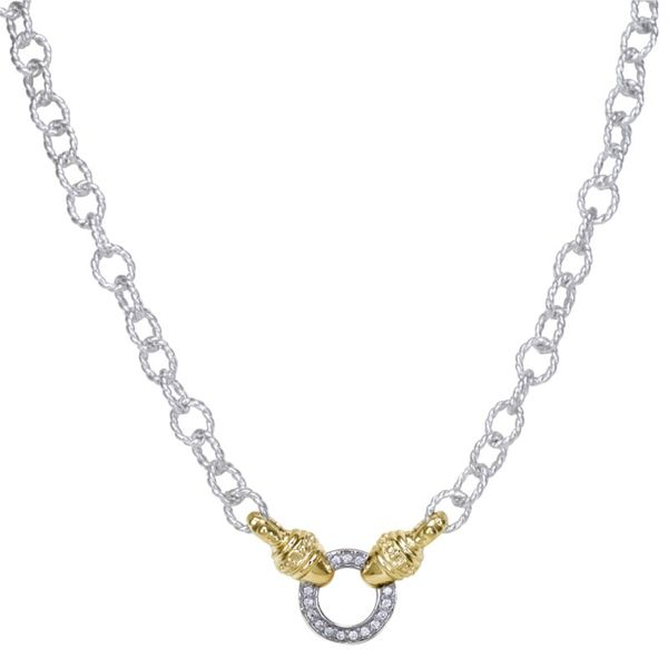 14K Yellow Gold & Sterling Silver Diamond Circle Necklace Koerbers Fine Jewelry Inc New Albany, IN