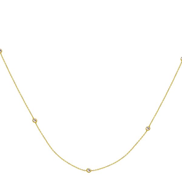 Sterling Silver Yellow Gold Plated Long and Lovely CZ Station Necklace Koerbers Fine Jewelry Inc New Albany, IN