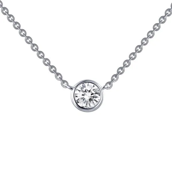 Sterling Silver Bonded with Platinum Bezel Set Necklace Koerbers Fine Jewelry Inc New Albany, IN