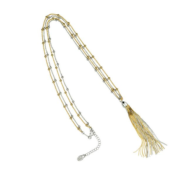 Sterling Silver and Yellow Gold Plated 24" Tassel Necklace Koerbers Fine Jewelry Inc New Albany, IN