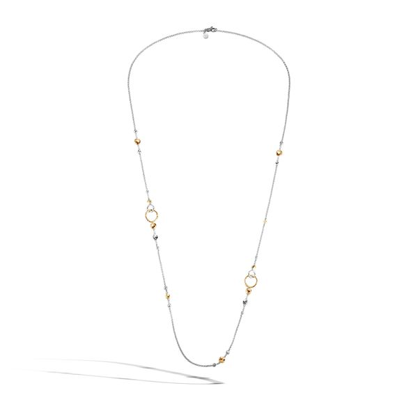 Sterling Silver and 18K Bonded Yellow Gold Dot Hammered Station Necklace Image 2 Koerbers Fine Jewelry Inc New Albany, IN