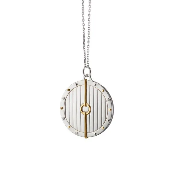 Sterling Silver and 18K Yellow Gold Two-Tone Round Buckle Half Locket Koerbers Fine Jewelry Inc New Albany, IN