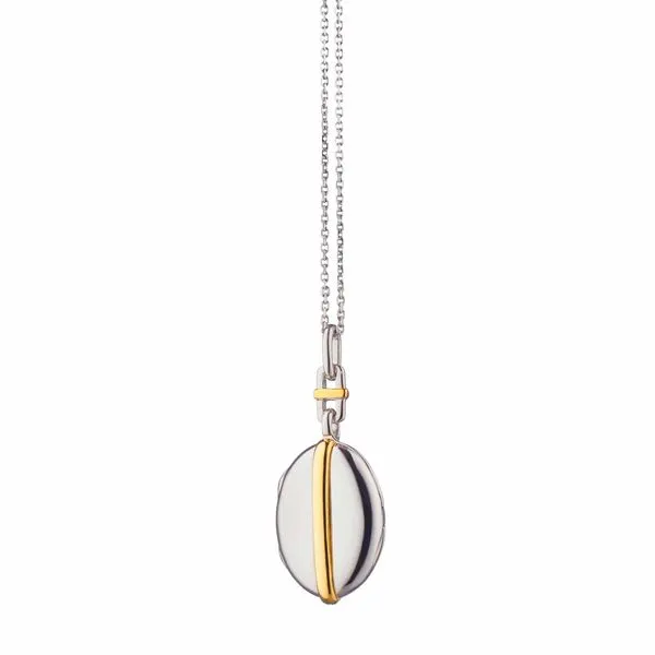 Sterling Silver and 18K Yellow Gold Slim Oval 