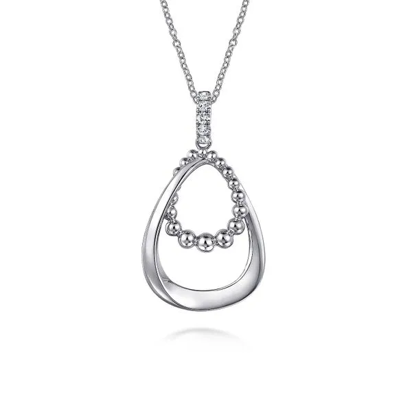 925 Sterling Silver White Sapphire Bujukan Teardrop Pendant Necklace Koerbers Fine Jewelry Inc New Albany, IN