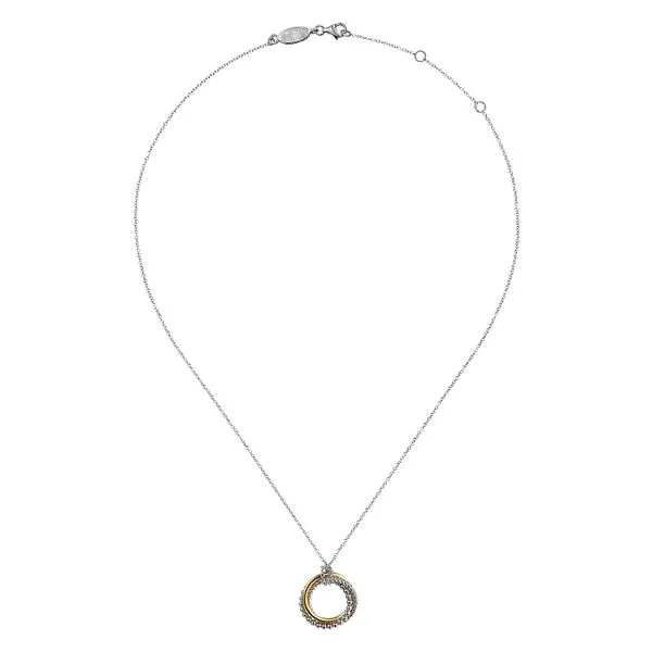 925 Sterling Silver and 14K Yellow Gold Bujukan Twisted Rope Multi Circle Pendant Necklace Image 2 Koerbers Fine Jewelry Inc New Albany, IN