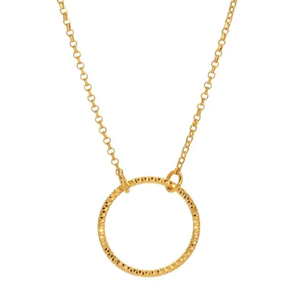Sterling Silver and Yellow Gold Plated Single Sparkle Circle Necklace Koerbers Fine Jewelry Inc New Albany, IN