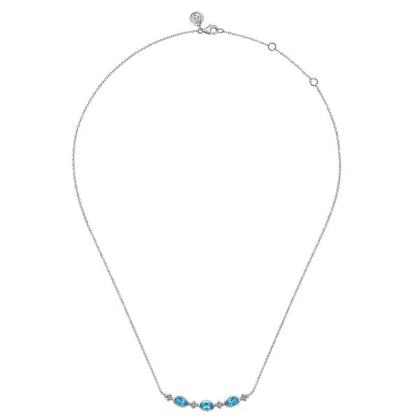 925 Sterling Silver Bujukan Blue Topaz Bar Necklace Image 2 Koerbers Fine Jewelry Inc New Albany, IN