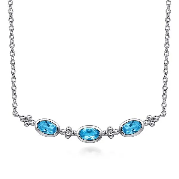 925 Sterling Silver Bujukan Blue Topaz Bar Necklace Koerbers Fine Jewelry Inc New Albany, IN