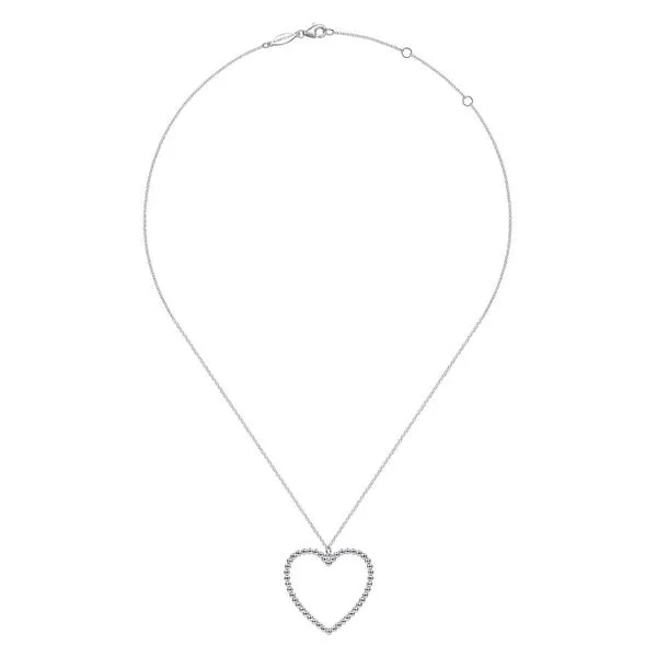Sterling Silver Beaded Heart Necklace Image 2 Koerbers Fine Jewelry Inc New Albany, IN