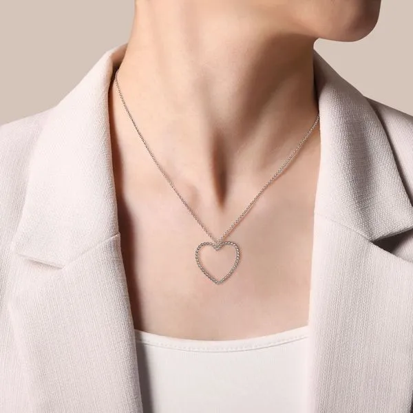 Sterling Silver Beaded Heart Necklace Image 3 Koerbers Fine Jewelry Inc New Albany, IN
