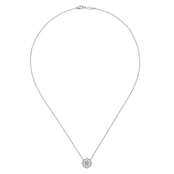 925 Sterling Silver White Sapphire Filligree Pendant Necklace Image 2 Koerbers Fine Jewelry Inc New Albany, IN