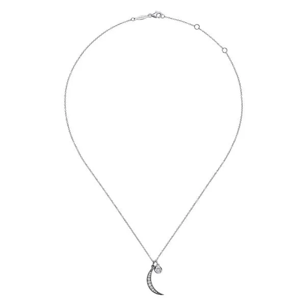 925 Sterling Silver Star and Black Rhodiumed Moon Charm Necklace Image 2 Koerbers Fine Jewelry Inc New Albany, IN