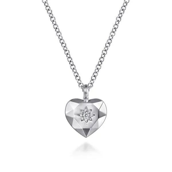 925 Sterling Silver Diamond Cut Heart Pendant Necklace Koerbers Fine Jewelry Inc New Albany, IN