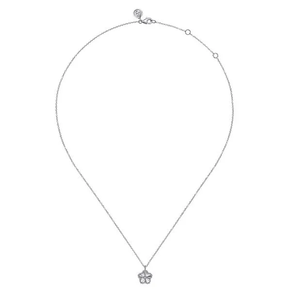 925 Serling Silver Diamond Bujukan Frame Flower Diamond Cut Pendant Necklace Image 2 Koerbers Fine Jewelry Inc New Albany, IN