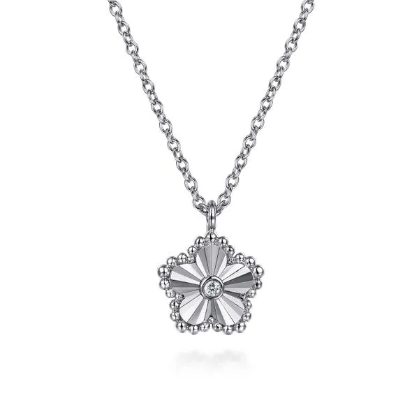 925 Serling Silver Diamond Bujukan Frame Flower Diamond Cut Pendant Necklace Koerbers Fine Jewelry Inc New Albany, IN