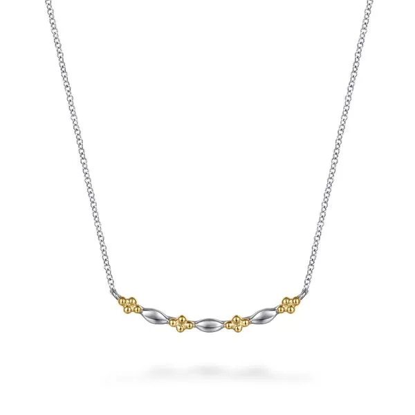 14K Yellow Gold & 925 Sterling Silver Bujukan Two Tone Bar Necklace Koerbers Fine Jewelry Inc New Albany, IN
