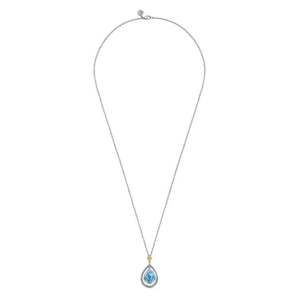 14K Yellow Gold and 925 Sterling Silver Bujukan Blue Topaz Pendant Necklace Image 2 Koerbers Fine Jewelry Inc New Albany, IN