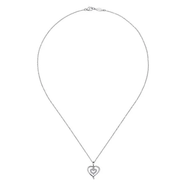 925 Sterling Silver and Diamond Double Heart Pendant Necklace Image 2 Koerbers Fine Jewelry Inc New Albany, IN