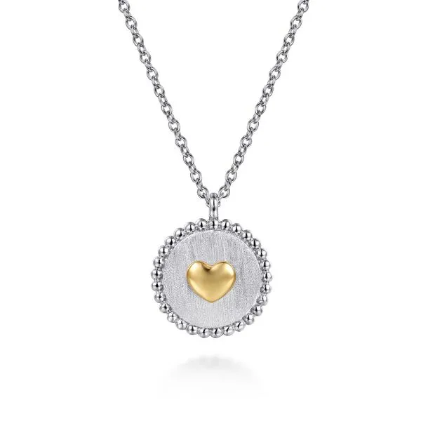 14K Yellow Gold & 925 Sterling Silver Bujukan Heart Medallion Pendant Necklace Koerbers Fine Jewelry Inc New Albany, IN
