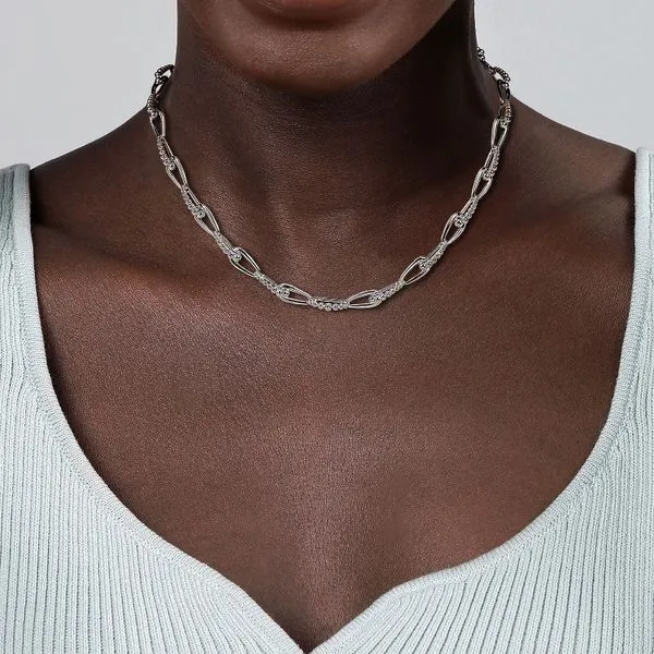 925 Sterling Silver Oval Link Chain Necklace with Bujukan Connectors Image 3 Koerbers Fine Jewelry Inc New Albany, IN