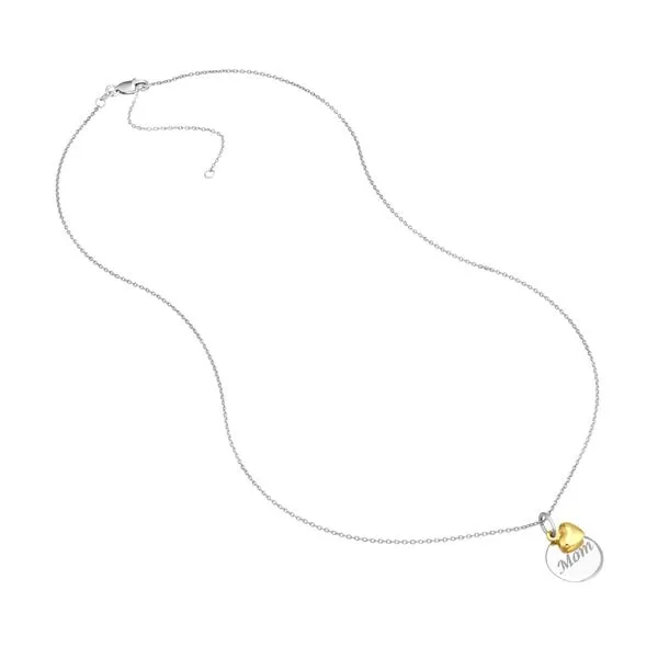Sterling Silver Mom Disc Necklace with Heart Image 2 Koerbers Fine Jewelry Inc New Albany, IN