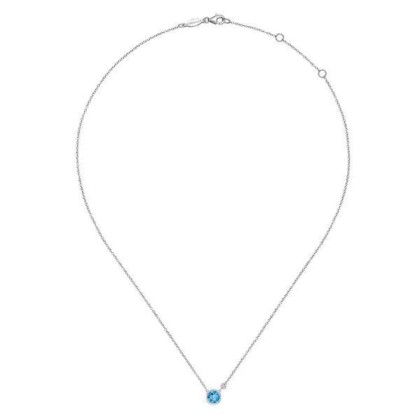 925 Sterling Silver Blue Topaz and Diamond Pendant Necklace Image 2 Koerbers Fine Jewelry Inc New Albany, IN