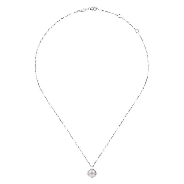 925 Sterling Silver Round Pearl Pendant Necklace with Bujukan Beaded Frame Image 2 Koerbers Fine Jewelry Inc New Albany, IN