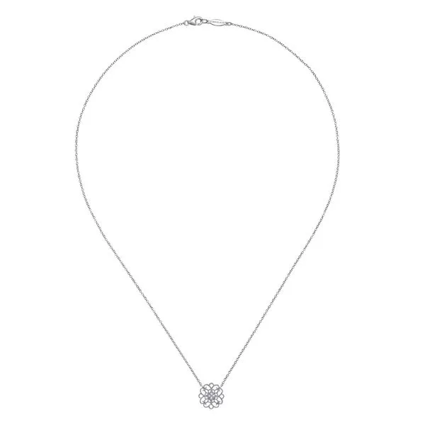925 Sterling Silver Round Filigree White Sapphire Pendant Necklace Image 2 Koerbers Fine Jewelry Inc New Albany, IN