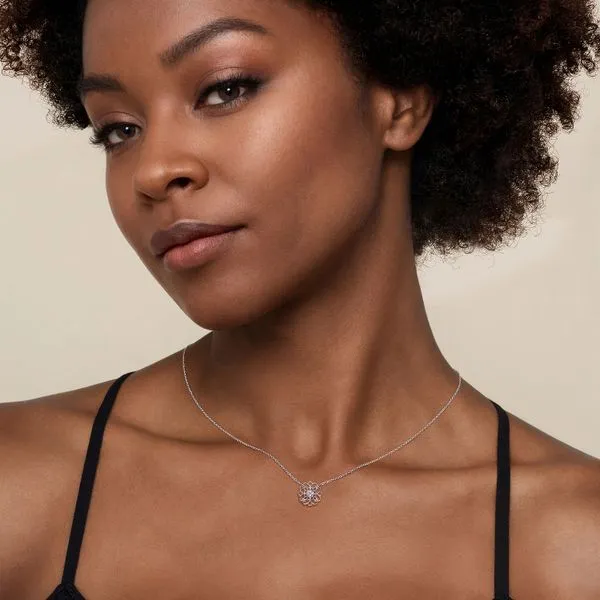 925 Sterling Silver Round Filigree White Sapphire Pendant Necklace Image 3 Koerbers Fine Jewelry Inc New Albany, IN