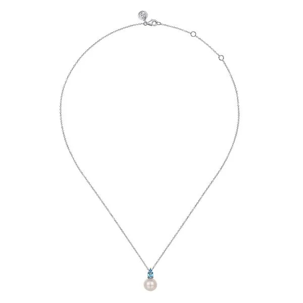 925 Sterling Silver Mother of Pearl and Blue Topaz Pendant Necklace Image 2 Koerbers Fine Jewelry Inc New Albany, IN