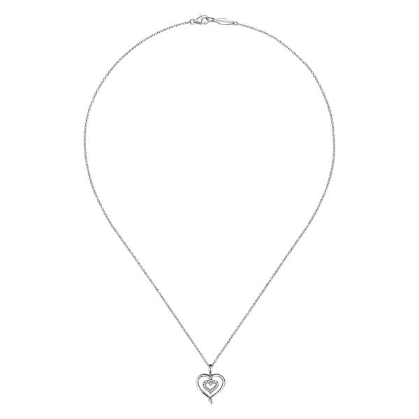 925 Sterling Silver and Diamond Double Heart Pendant Necklace Image 2 Koerbers Fine Jewelry Inc New Albany, IN