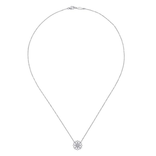 925 Sterling Silver Round Filigree White Sapphire Pendant Necklace Image 2 Koerbers Fine Jewelry Inc New Albany, IN