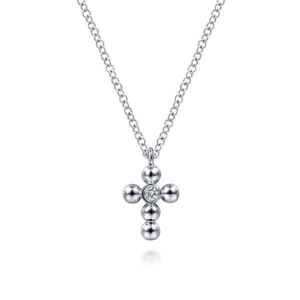 925 Sterling Silver Diamond and Bujukan Bead Cross Necklace Koerbers Fine Jewelry Inc New Albany, IN