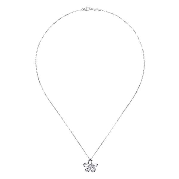 925 Sterling Silver White Sapphire Flower Pendant Necklace Image 2 Koerbers Fine Jewelry Inc New Albany, IN
