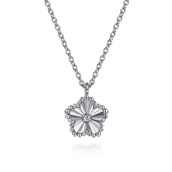 925 Serling Silver Diamond Bujukan Frame Flower Diamond Cut Pendant Necklace Koerbers Fine Jewelry Inc New Albany, IN