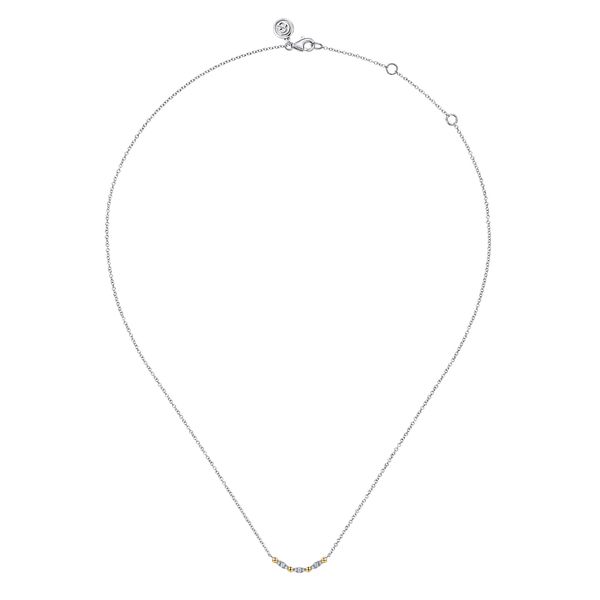 14K Yellow Gold and 925 Sterling Silver Bujukan Ball White Sapphire Maquise Bar Necklace Image 2 Koerbers Fine Jewelry Inc New Albany, IN
