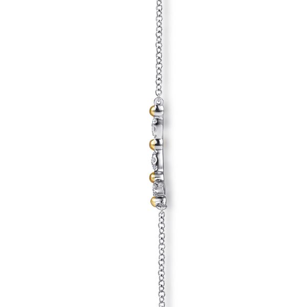 14K Yellow Gold and 925 Sterling Silver Bujukan Ball White Sapphire Maquise Bar Necklace Image 3 Koerbers Fine Jewelry Inc New Albany, IN