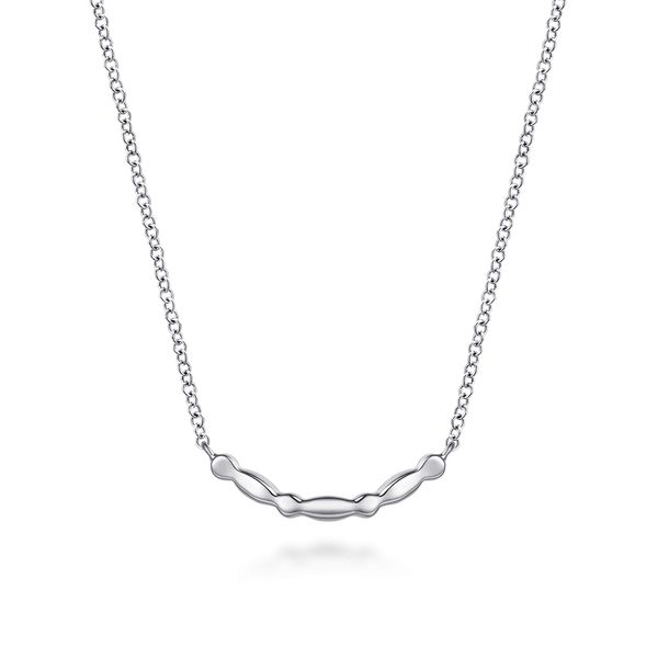 14K Yellow Gold and 925 Sterling Silver Bujukan Ball White Sapphire Maquise Bar Necklace Image 4 Koerbers Fine Jewelry Inc New Albany, IN