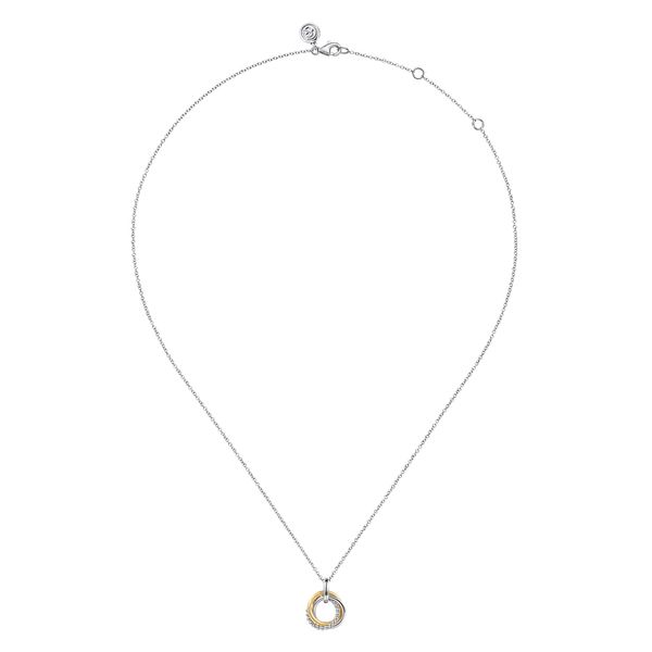 14K Yellow Gold and 925 Sterling Silver Bujukan Interlocking Circle Door Knocker Pendant Necklace Image 2 Koerbers Fine Jewelry Inc New Albany, IN
