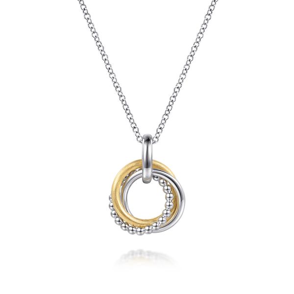 14K Yellow Gold and 925 Sterling Silver Bujukan Interlocking Circle Door Knocker Pendant Necklace Koerbers Fine Jewelry Inc New Albany, IN