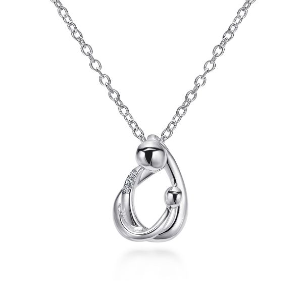 925 Sterling Silver Mother and Child Pendant Necklace with Diamonds Koerbers Fine Jewelry Inc New Albany, IN