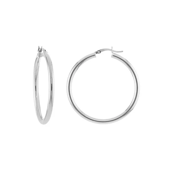 14K White Gold Polished Hoop Earrings Koerbers Fine Jewelry Inc New Albany, IN