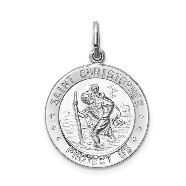 Sterling Silver Rhodium-plated Saint Christopher Medal Koerbers Fine Jewelry Inc New Albany, IN