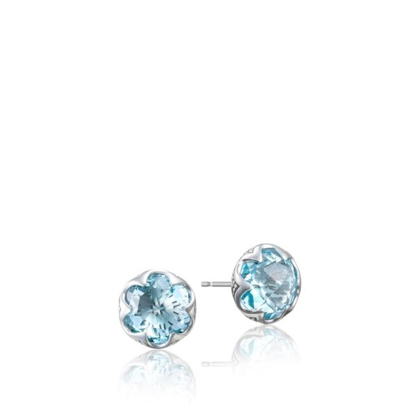 Sterling Silver Crescent Bezel Earrings featuring Sky Blue Topaz Koerbers Fine Jewelry Inc New Albany, IN