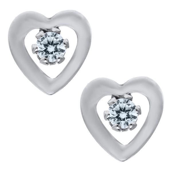 Sterling Silver Open Heart with Cubic Zirconium Children's Earrings Koerbers Fine Jewelry Inc New Albany, IN