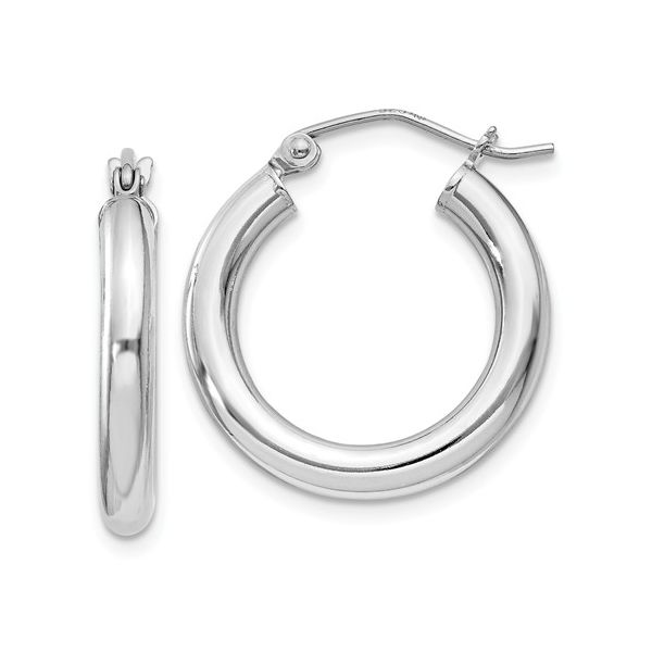 Sterling Silver Rhodium-Plated Round Hoop Earrings Koerbers Fine Jewelry Inc New Albany, IN