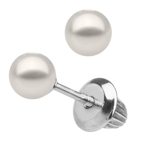 Sterling Silver Children's Cultured Pearl Earrings Image 2 Koerbers Fine Jewelry Inc New Albany, IN